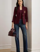 Lauren Ralph Lauren сако с едноредно закопчаване дамско от памук с еластан бордо 200797305
