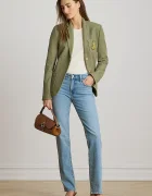 Lauren Ralph Lauren сако с едноредно закопчаване дамско от памук с еластан зелено 200797305