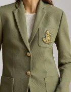 Lauren Ralph Lauren сако с едноредно закопчаване дамско от памук с еластан зелено 200797305