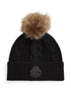 Lauren Ralph Lauren шапка с помпон дамска от вълнена материя черна 454P23502