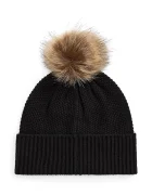Lauren Ralph Lauren шапка с помпон дамска от вълнена материя черна 454P23502