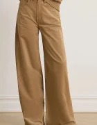 Lauren Ralph Lauren широк панталон дамски с кашмир кафяв с висока талия 200B34256