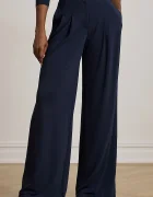 Lauren Ralph Lauren широк панталон дамски тъмносин с висока талия 200980217