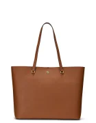 Lauren Ralph Lauren шопинг чанта дамска от кожа кафява 431911655