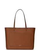 Lauren Ralph Lauren шопинг чанта дамска от кожа кафява 431911655