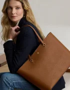 Lauren Ralph Lauren шопинг чанта дамска от кожа кафява 431911655