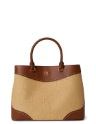 Lauren Ralph Lauren шопинг чанта дамска от кожа кафява 431966776