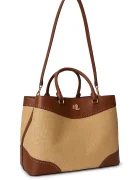 Lauren Ralph Lauren шопинг чанта дамска от кожа кафява 431966776