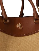 Lauren Ralph Lauren шопинг чанта дамска от кожа кафява 431966776
