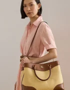 Lauren Ralph Lauren шопинг чанта дамска от кожа кафява 431966776