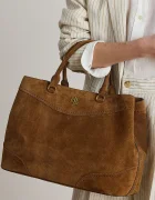 Lauren Ralph Lauren шопинг чанта дамска от велур кафява 431P15645