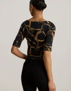Lauren Ralph Lauren тениска дамска от памук с еластан черна 200P13948