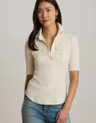 Lauren Ralph Lauren тениска с яка дамска с памук бежова 200P13906