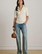 Lauren Ralph Lauren тениска с яка дамска с памук бежова 200P13906