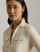 Lauren Ralph Lauren тениска с яка дамска с памук бежова 200P13906