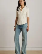 Lauren Ralph Lauren тениска с яка дамска с памук бежова 200P13906