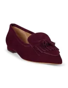 Lauren Ralph Lauren Велурени балеринки Londyn Klt в червено с равна подметка 802P04175003