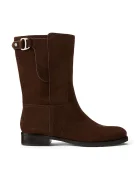 Lauren Ralph Lauren Велурени боти Tasha Mid в кафяво с равна подметка 802980070002
