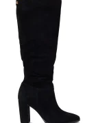 Lauren Ralph Lauren Велурени ботуши Artizan Tall в черно с дебел ток 802937807001