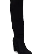 Lauren Ralph Lauren Велурени ботуши Artizan Tall в черно с дебел ток 802937807001
