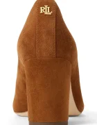 Lauren Ralph Lauren Велурени обувки с дебел ток Lanette Blkh в кафяво с дебел ток 802967743002