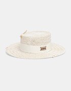 LE SH KA headwear сламена шапка дамска Double Chain Pearl Canotier бежова DCPearlCanotier