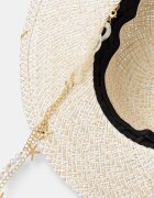 LE SH KA headwear сламена шапка дамска Double Chain Pearl Canotier бежова DCPearlCanotier