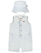 Levi's Бебешки памучен къс гащеризон LVB DENIM ROMPER & BUCKET HAT