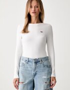 Levi's блуза с дълги ръкави дамска от памук с еластан HAYES LS бяла 001J4