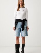 Levi's блуза с дълги ръкави дамска от памук с еластан HAYES LS бяла 001J4