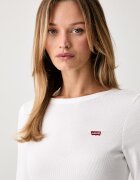 Levi's блуза с дълги ръкави дамска от памук с еластан HAYES LS бяла 001J4