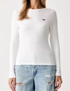 Levi's блуза с дълги ръкави дамска от памук с еластан HAYES LS бяла 001J4