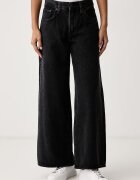 Levi's дънки wide leg дамски MIDDY WIDE LEG черни 0081Z