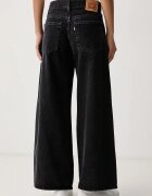 Levi's дънки wide leg дамски MIDDY WIDE LEG черни 0081Z