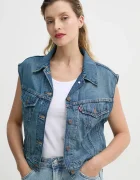 Levi's Елек SHRUNKEN 90S VEST дамски в синьо преходен модел 001W2