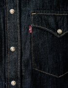 Levi's риза дамска от деним HERITAGE WESTERN DENIM тъмносиня 007WT