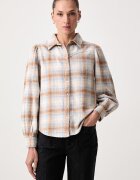 Levi's риза дамска от памук JUNA WESTERN бежова на каре 0082U