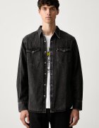 Levi's риза мъжка от памук BARSTOW WESTERN STANDARD черна с изчистена шарка 85744