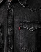 Levi's риза мъжка от памук BARSTOW WESTERN STANDARD черна с изчистена шарка 85744