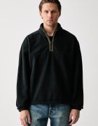 Levi's суичър мъжки от полар REDWOOD HALF ZIP черен 0084M