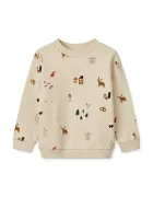 Liewood Детски памучен суичър Thora Printed Sweatshirt в бежово с десен LW20357