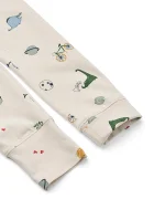 Liewood пижама от две части за деца от памук с еластан Wilhelm Grow Printed Pyjamas Set бежова LW20982