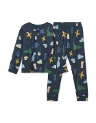 Liewood пижама от две части за деца от памук с еластан Wilhelm Grow Printed Pyjamas Set тъмносиня LW20982