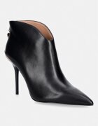 Love Moschino боти с тънък ток дамски от кожа черни JA21069G1PIA0000