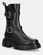 Love Moschino Кожени боти в черно с платформа JA24095G1NIA0000