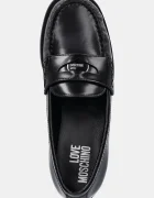 Love Moschino Кожени мокасини в черно с равна подметка JA10222G1NJD000A
