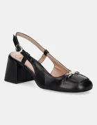 Love Moschino Кожени обувки с дебел ток