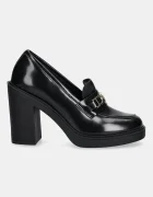 Love Moschino Кожени обувки с дебел ток