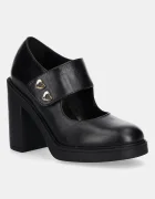 Love Moschino Кожени обувки с дебел ток