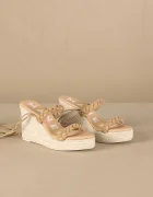 Manebi Велурени сандали Hamptons Two Braided Bands Wedge Espadrilles